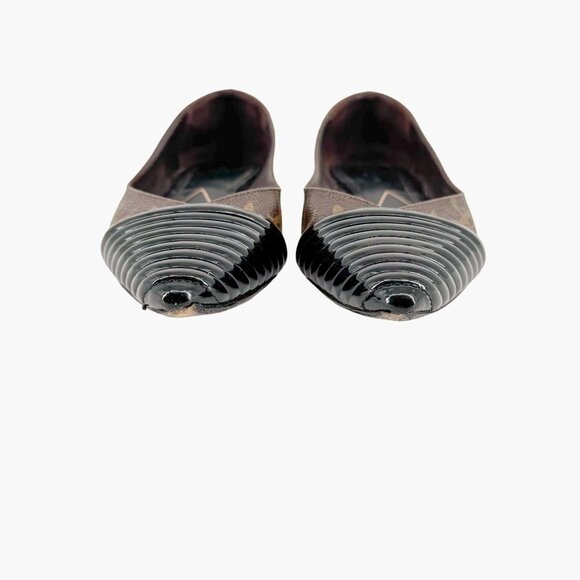 Louis Vuitton Monogram Ballet Flat EU 36.5 US 6.5 Brown Canvas Pointed Cap Toe - Picture 5 of 13